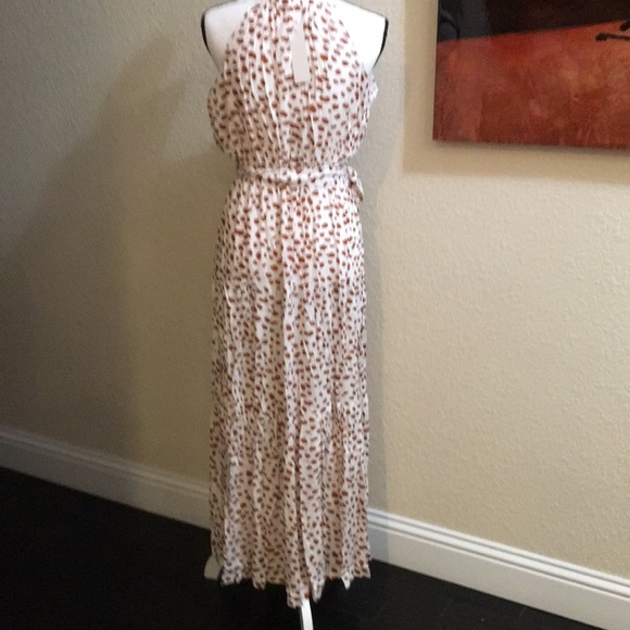 Polkadot dress in beige/brown dots. Blue drops 5/9 - Picture 9 of 11